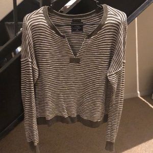 Olive and white striped sweater